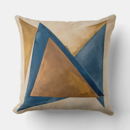 Almofada abstrato de cobre e triângulo azul com ouro colori
