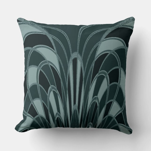 Almofada Abstrato de cogumelo - Art Deco - Jewel Green (Frente)