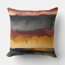 Almofada abstrato de cor-de-água vermelha a preto e amarelo