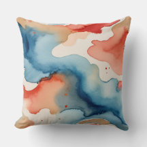 Abstrato de Cor de Água Vermelha, Branca e Azul