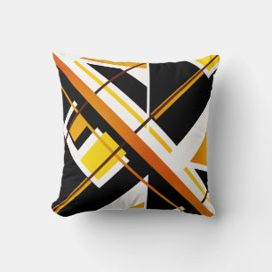 Almofada Abstrato de Diagonal de Mosaico Branco Amarelo Lar