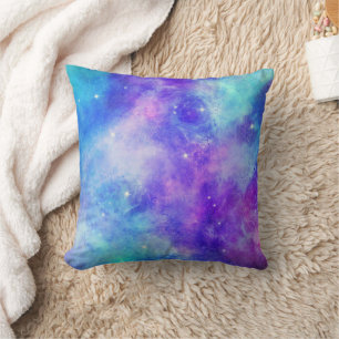 Almofada Abstrato de Espaço de Galáxia Roxo e Azul