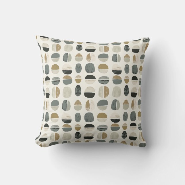 Almofada Abstrato de Estilo Boêmian Verde e Beige (Frente)
