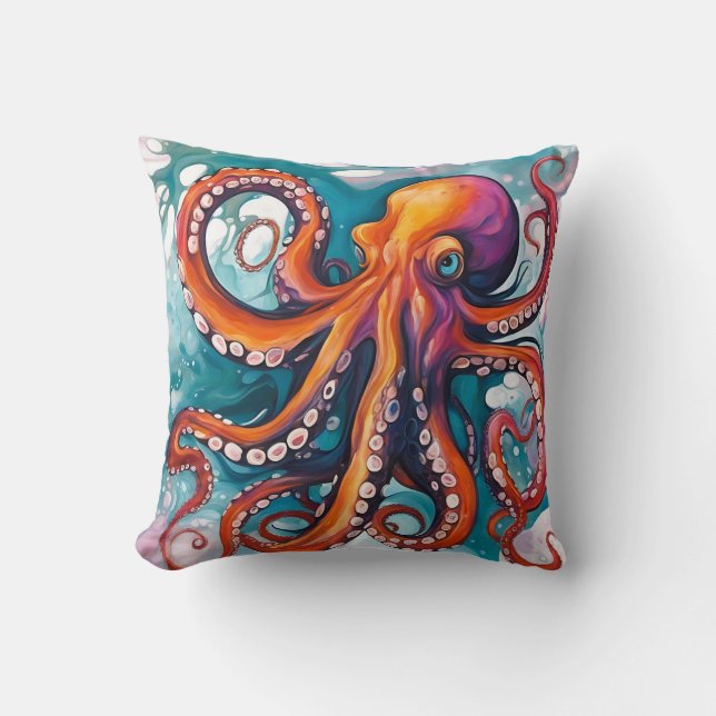 Almofada Abstrato de Fluid Art Octopus (Frente)