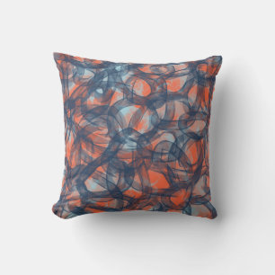 Almofada Abstrato de laranja e azul