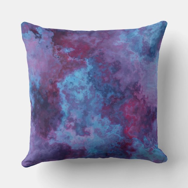 Almofada abstrato de mármore roxo e azul-turquesa (Verso)