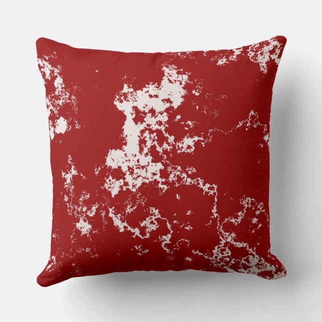 Almofada Abstrato de mármore vermelho e branco (Verso)