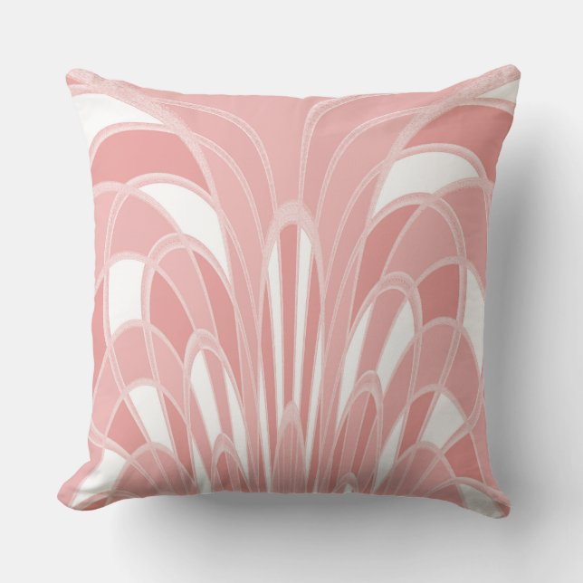 Almofada Abstrato de Mushroom - Art Deco - Coral (Frente)