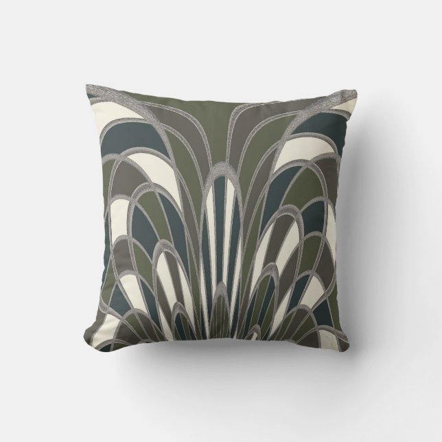 Almofada Abstrato de Mushroom - Art Deco - Moss (Frente)