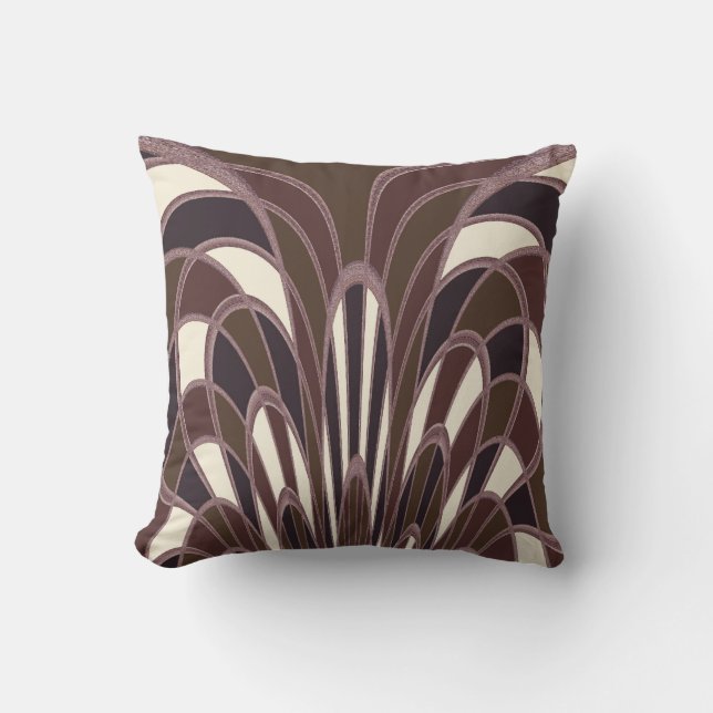 Almofada Abstrato de Mushroom - Art Deco - Mulberry (Frente)