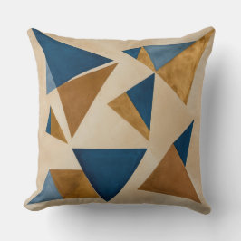 Almofada abstrato de ouro e triângulo geométrico azul