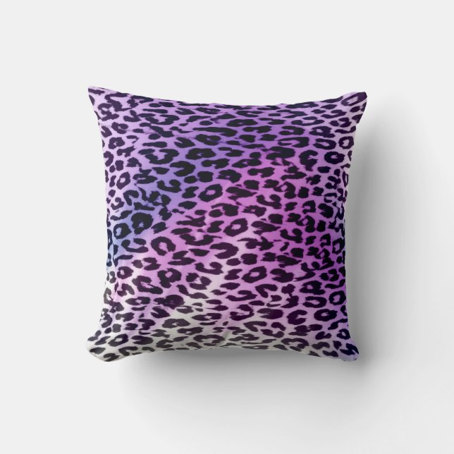 Almofada Abstrato de peles de leopardo de padrão roxo (Frente)