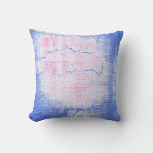 Almofada Abstrato de pintura em crack azul e rosa
