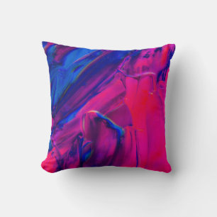 Almofada Abstrato de pintura rosa, púrpura e azul Abstra
