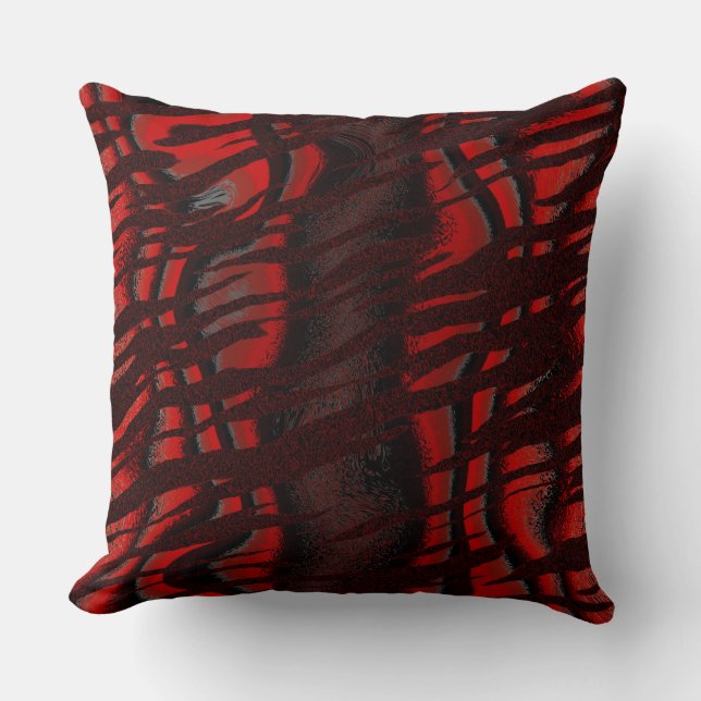 Almofada Abstrato de Tigre Preto e Vermelho (Frente)