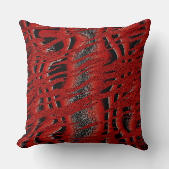 Almofada Abstrato de Tigre Preto e Vermelho (Frente)