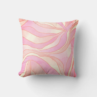 Almofada Abstrato de Wavy de Cor de Água Rosa Suave