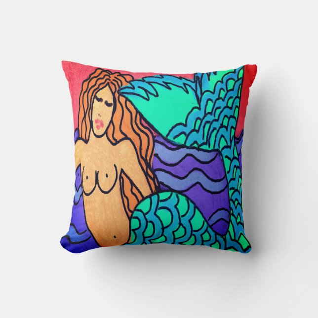 Almofada Abstrato Digital Mermaid Painting (Frente)