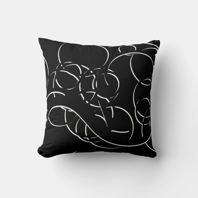 Almofada Abstrato Elegante preto e branco (Frente)