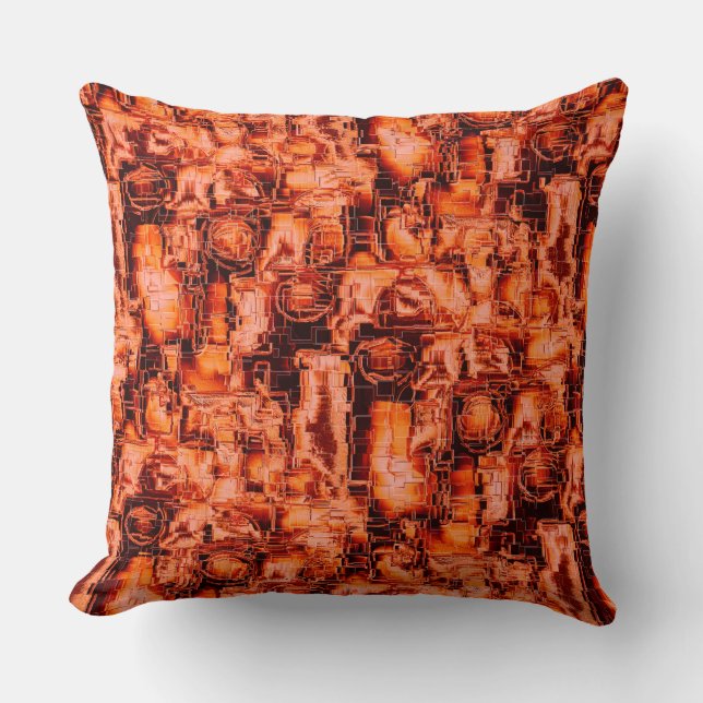 Almofada Abstrato em mosaico esculpido, em tons de coral (Frente)
