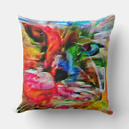 Almofada Abstrato Expressionista Colorida Cat Art Impressão