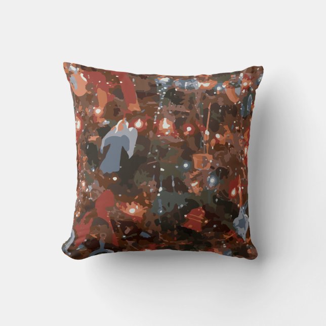 Almofada Abstrato Festivo Feche As Luzes Da Árvore De Natal (Frente)