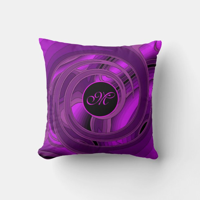 Almofada Abstrato Floral de Rosa Roxo Moderno de Luxo (Frente)