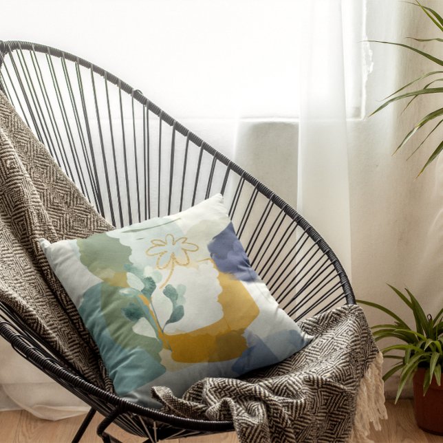 Almofada Abstrato Floral em Azul, Travesseiro decorativo Do (Criador carregado)