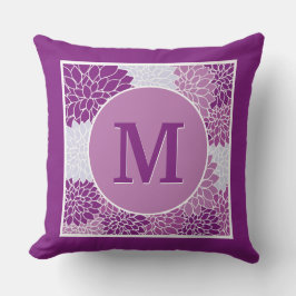 Almofada Abstrato Floral Moderno Roxo Monogramado Inicial