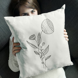 Almofada Abstrato Flores Na moda preto branco