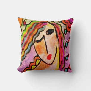 Almofada Abstrato Funky - Pintura de uma Mulher
