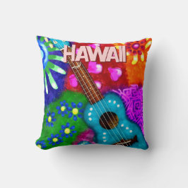 Almofada Abstrato Funky Ukulele Floral Roxo Tropical
