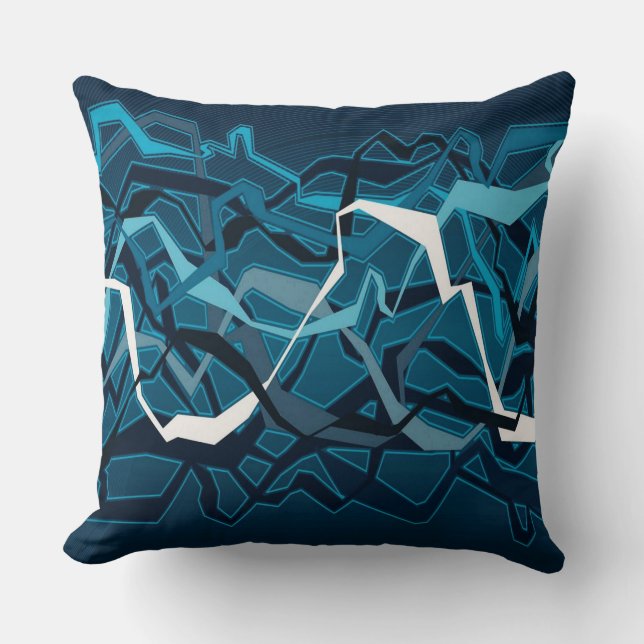 Almofada Abstrato Funky Waves Teal Travesseiro decorativo (Frente)