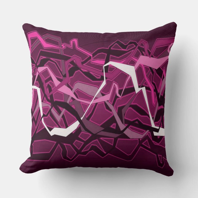 Almofada Abstrato Funky Waves Travesseiro decorativo Rosa (Frente)