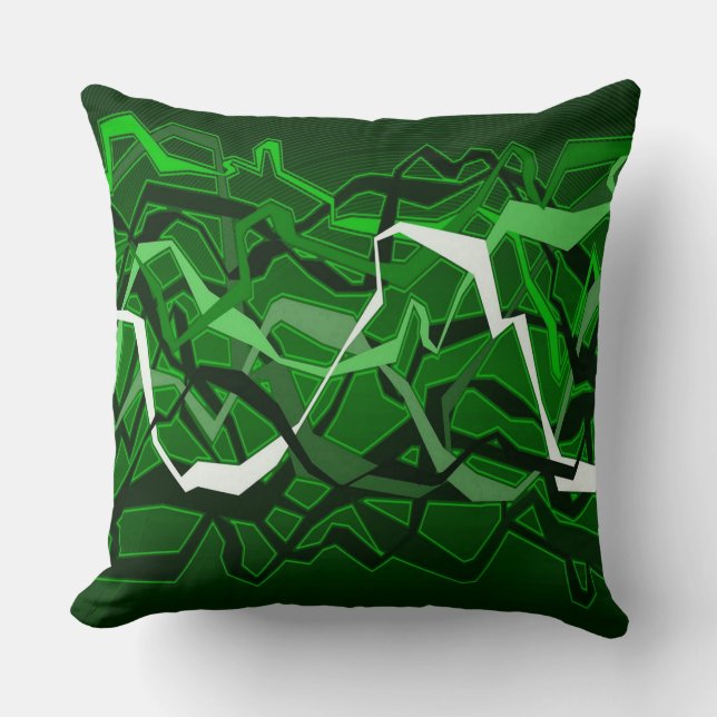 Almofada Abstrato Funky Waves Travesseiro decorativo Verde (Frente)