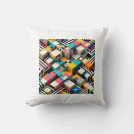 Almofada Abstrato Geométrico 3D Colorida em Negrito