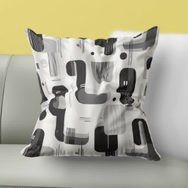 Almofada Abstrato Geométrico Moderno Preto e Branco