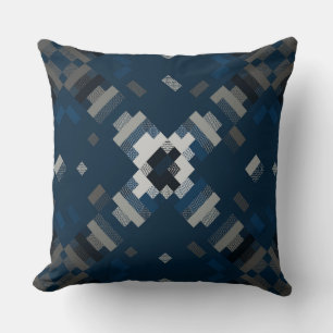 Almofada Abstrato geométrico preto, azul e Cinza