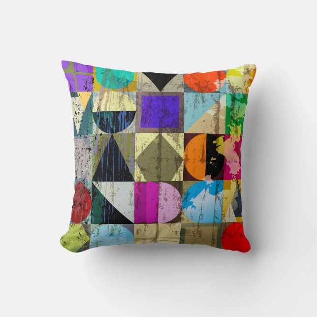 Almofada Abstrato Geométrico: Traços e Placas (Frente)