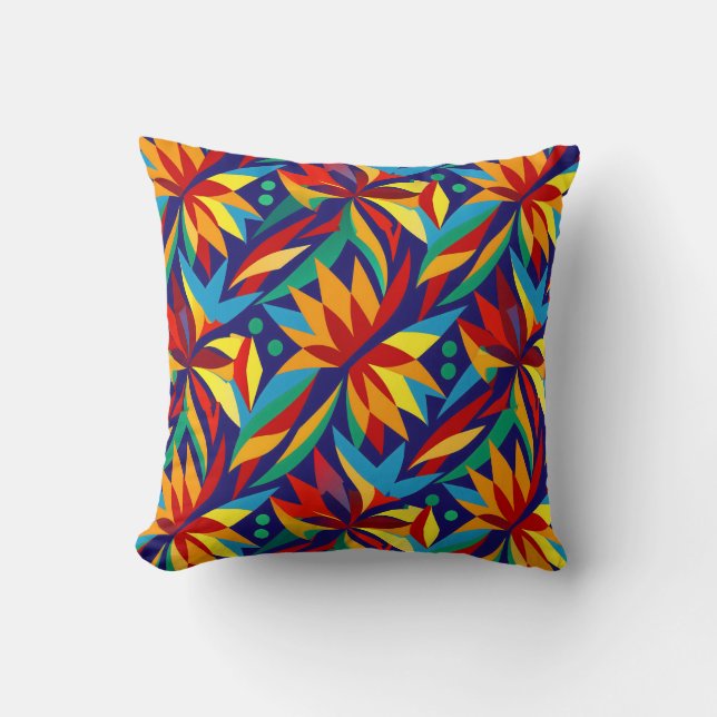 Almofada Abstrato Geométrico Tropical Multicolorido Vibrant (Frente)
