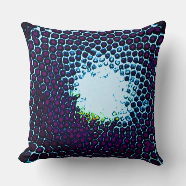 Almofada Abstrato Honeycomb Design azul e roxo (Frente)