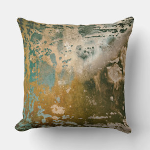 Almofada Abstrato Ink Grunge Turquoise Verde Castanho Moder