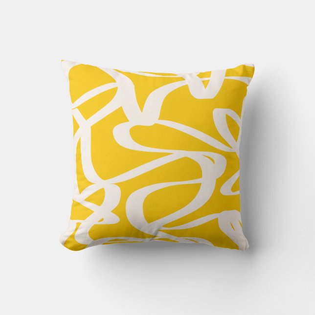 Almofada Abstrato Linha Amarelo (Frente)