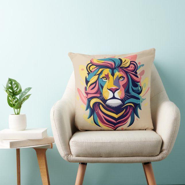Almofada Abstrato Lion Head Art (Cadeira)