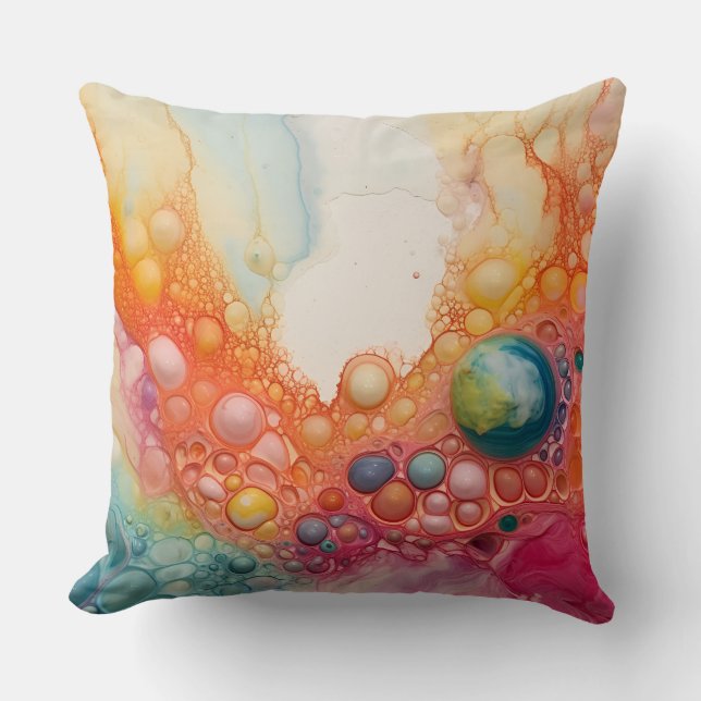 Almofada Abstrato Liquid Pour Art Beach Vibes, Células de P (Frente)