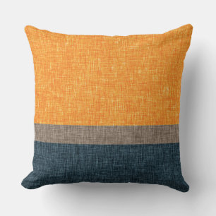 Almofada Abstrato Mandarin Orange Tan Teal Crosshatch Verde
