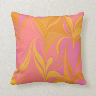 Almofada Abstrato Marble Art em Amarelo Brilhante e Rosa