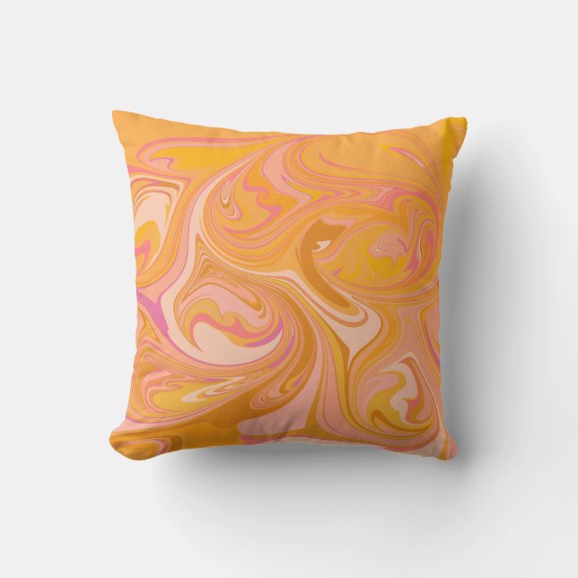 Almofada Abstrato Marble Swirl Art em amarelo (Frente)
