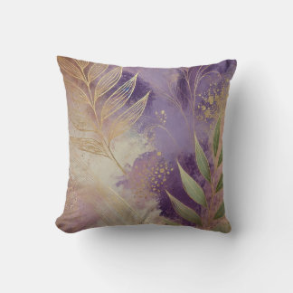 Almofada Abstrato Mauve-Ouro Leaf Trabalho de arte Estilo19