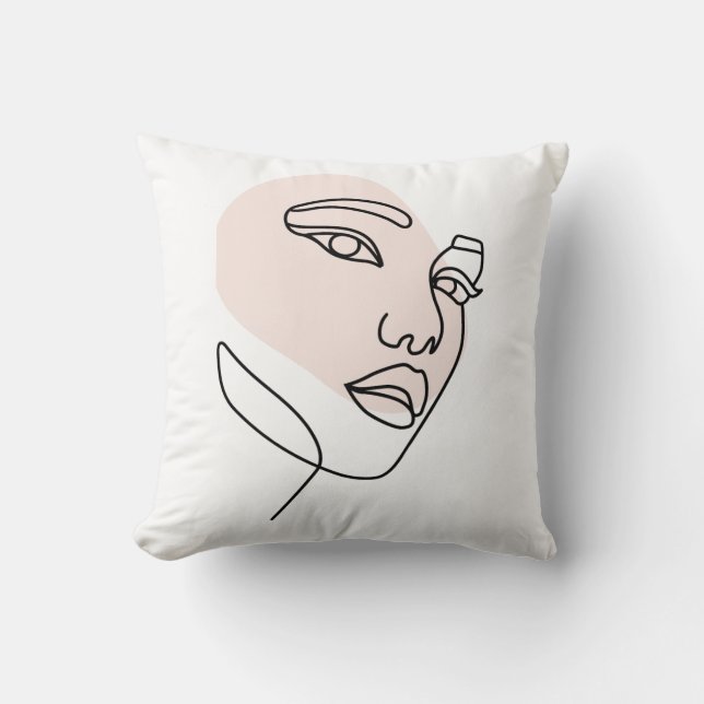 Almofada Abstrato mínima de arte da linha de solteiro fêmea (Frente)